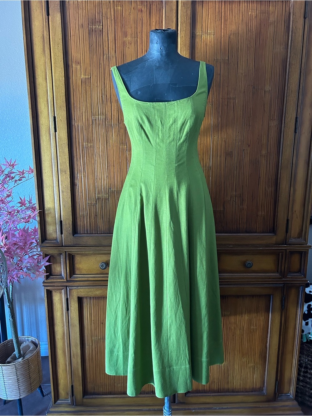ASTR The Label Green Corset Fit & Flare Midi Dress Size S